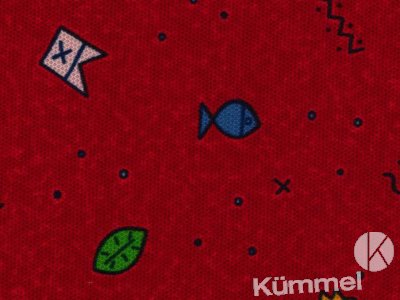 Stoff "BK-005" - rot mit Fischen